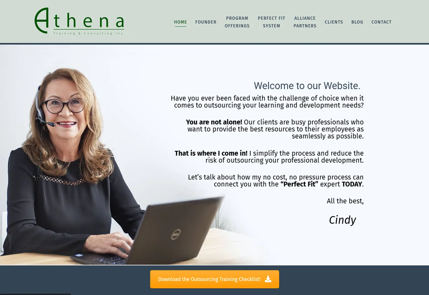 Athena Training & Consulting website